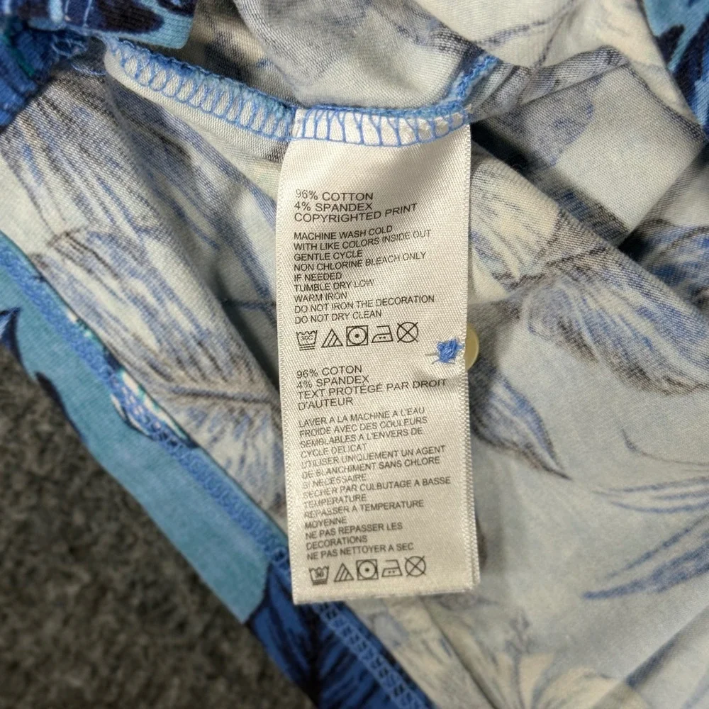 Tommy Bahama Polo Shirt Mens Large L Blue Tropical Hibiscus Floral Stretch Polo